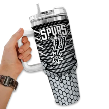 personalized san antonio spurs hex texture silver curved tumbler fashion forward 1.webp
