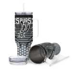 personalized san antonio spurs hex texture silver curved tumbler best selling 1.webp