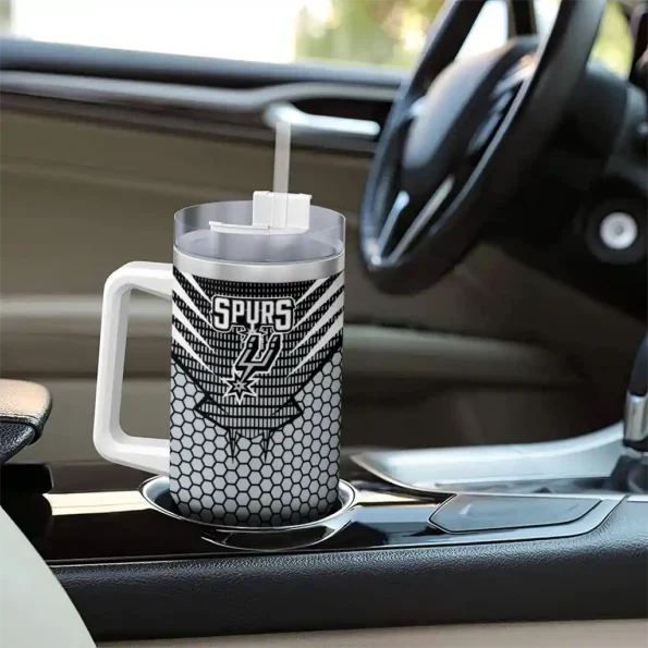 personalized san antonio spurs hex texture silver curved tumbler trendy 1.webp