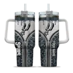 personalized san antonio spurs leopard zipper silver curved tumbler best selling 1.webp