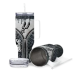 personalized san antonio spurs leopard zipper silver curved tumbler best selling 1.webp