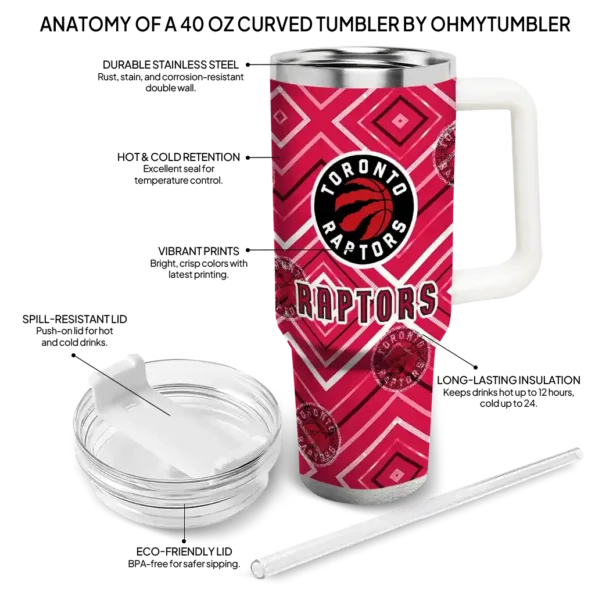 personalized toronto raptors bold diamonds red curved tumbler new arrival 1.webp