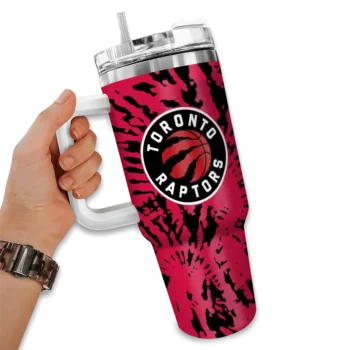 personalized toronto raptors burst swirl red curved tumbler fashion forward 1.webp