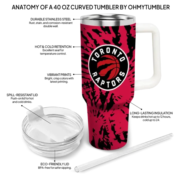 personalized toronto raptors burst swirl red curved tumbler new arrival 1.webp