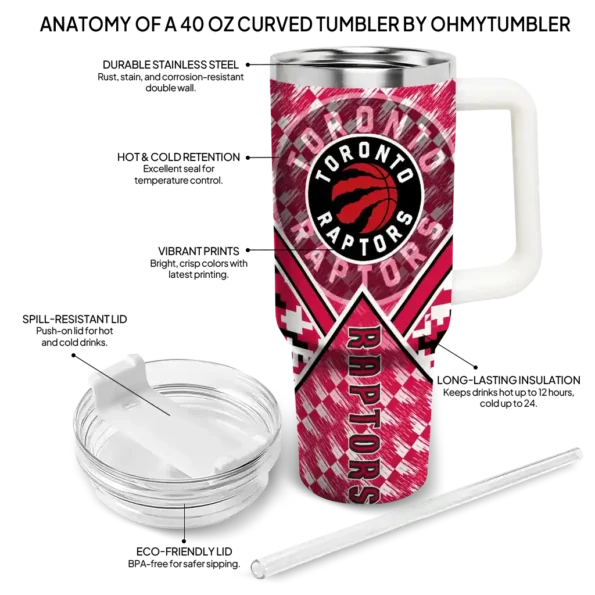 personalized toronto raptors chevron angle red curved tumbler new arrival 1.webp