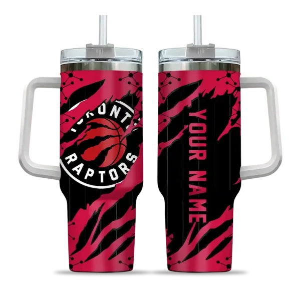 personalized toronto raptors claw cut red black curved tumbler best selling 1.webp