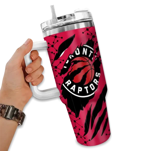 personalized toronto raptors claw cut red black curved tumbler fashion forward 1.webp