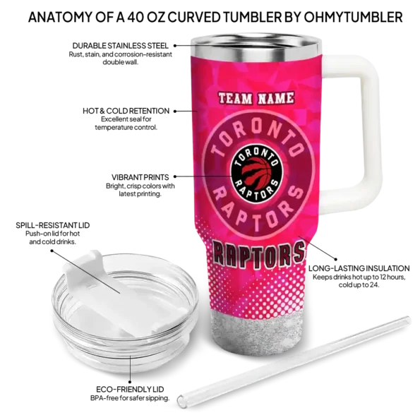 personalized toronto raptors geometric prism red curved tumbler new arrival 1.webp