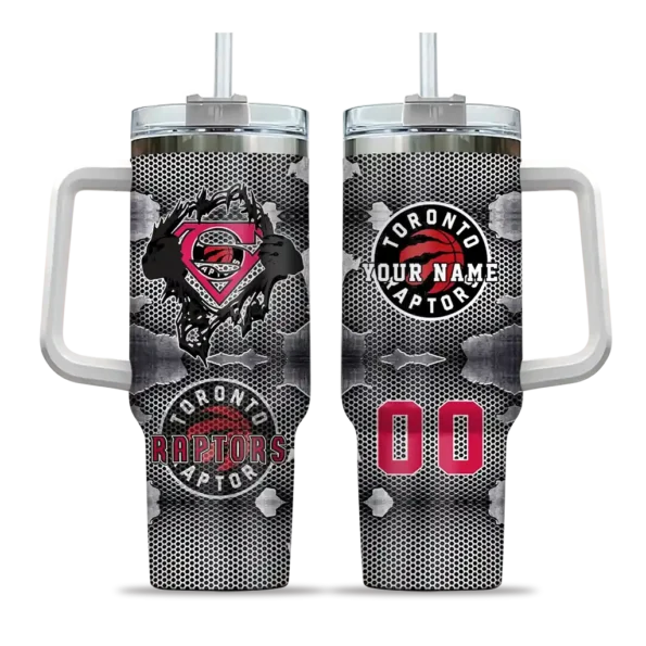 personalized toronto raptors superman shield red gray curved tumbler best selling 1.webp