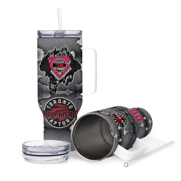 personalized toronto raptors superman shield red gray curved tumbler high quality 1.webp