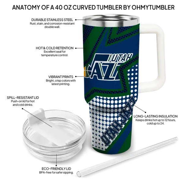 personalized utah jazz arrow burst navy curved tumbler new arrival 1.webp