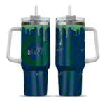 personalized utah jazz bullseye drips navy curved tumbler best selling 1.webp