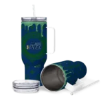 personalized utah jazz bullseye drips navy curved tumbler best selling 1.webp