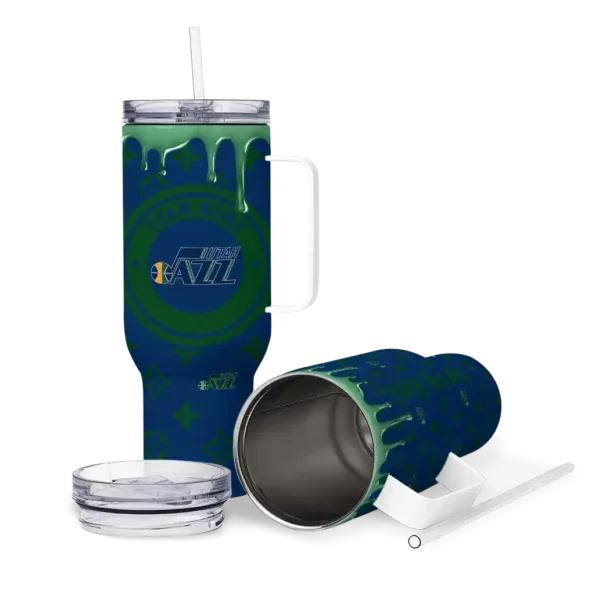 personalized utah jazz bullseye drips navy curved tumbler high quality 1.webp
