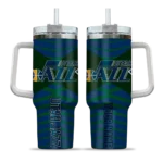 personalized utah jazz chevron layers navy curved tumbler best selling 1.webp