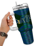 personalized utah jazz chevron layers navy curved tumbler best selling 1.webp