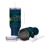 personalized utah jazz chevron layers navy curved tumbler best selling 1.webp