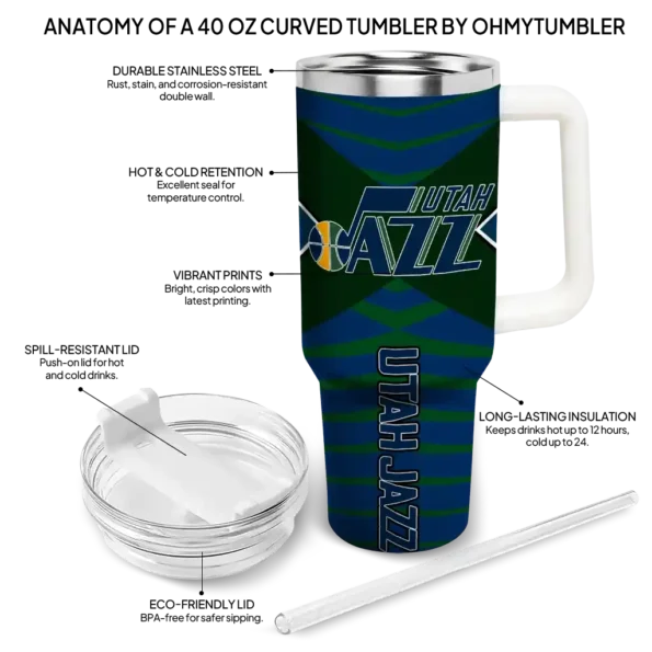personalized utah jazz chevron layers navy curved tumbler new arrival 1.webp