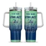 personalized utah jazz gradient dots navy curved tumbler best selling 1.webp