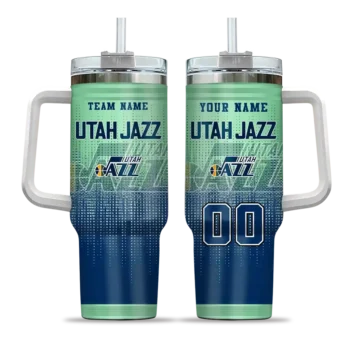 personalized utah jazz gradient dots navy curved tumbler best selling 1.webp