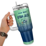 personalized utah jazz gradient dots navy curved tumbler best selling 1.webp