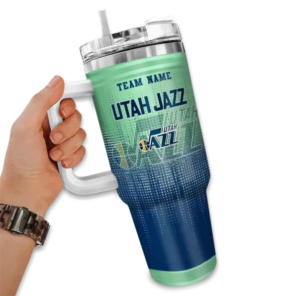 personalized utah jazz gradient dots navy curved tumbler fashion forward 1.webp