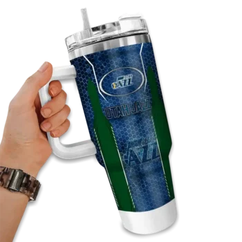 personalized utah jazz hexagon armor navy curved tumbler fashion forward 1.webp