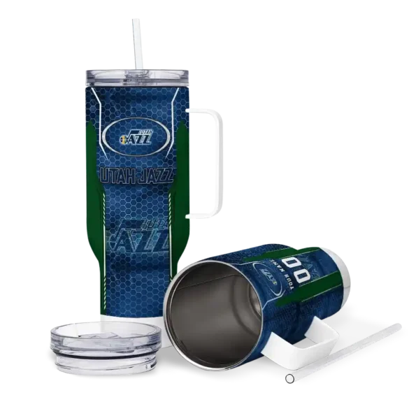 personalized utah jazz hexagon armor navy curved tumbler high quality 1.webp