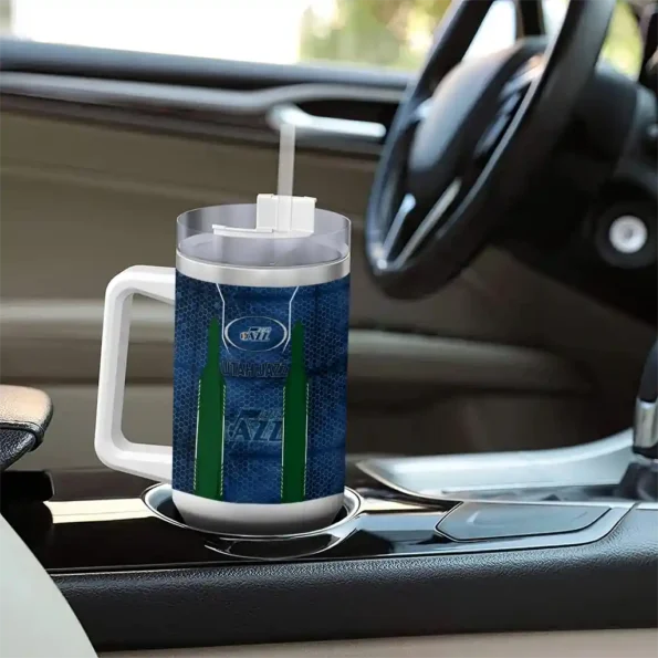 personalized utah jazz hexagon armor navy curved tumbler trendy 1.webp