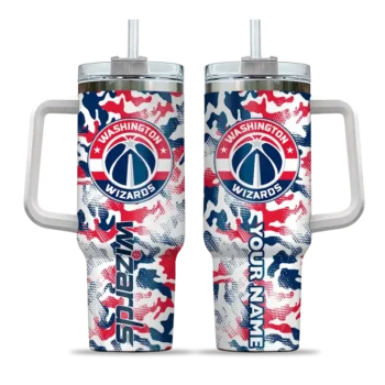 personalized washington wizards camo mashup blue white curved tumbler best selling 1.webp