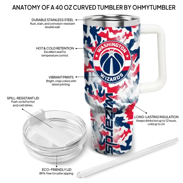 personalized washington wizards camo mashup blue white curved tumbler new arrival 1.webp