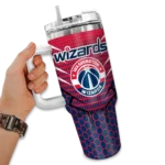 personalized washington wizards hex texture blue curved tumbler best selling 1.webp