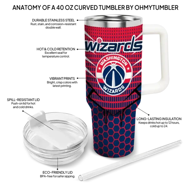 personalized washington wizards hex texture blue curved tumbler new arrival 1.webp
