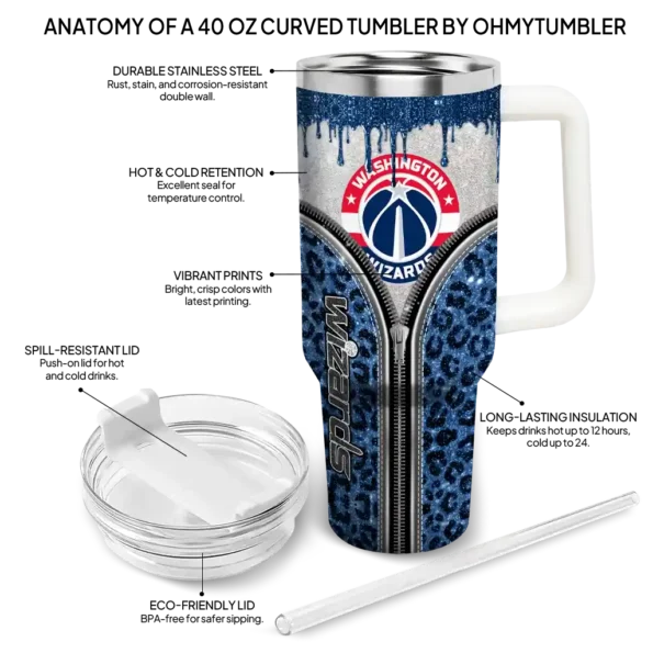 personalized washington wizards leopard zipper blue curved tumbler new arrival 1.webp