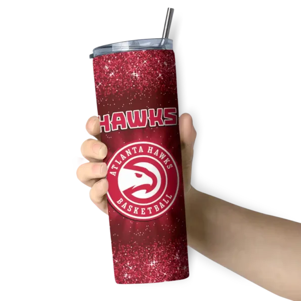 atlanta hawks radiant glitter red skinny tumbler premium grade.webp