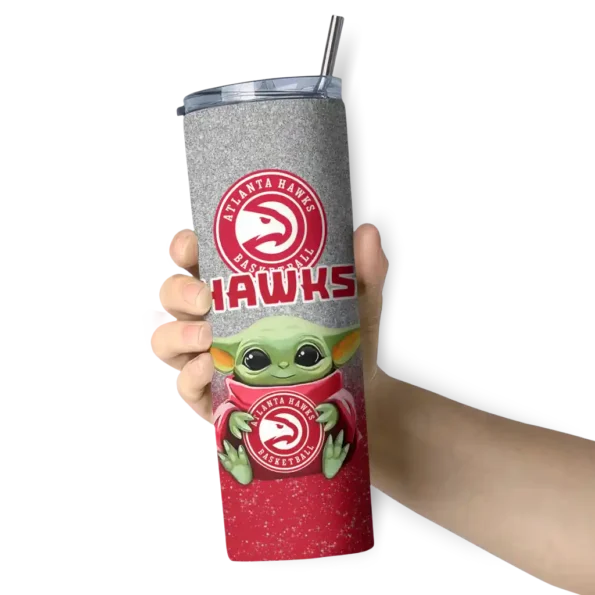 atlanta hawks yoda smile red skinny tumbler premium grade.webp