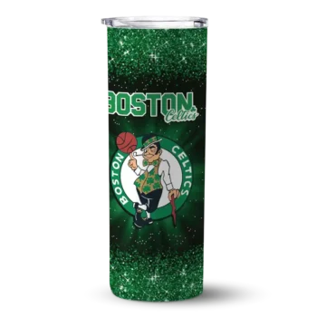 boston celtics radiant glitter green skinny tumbler best selling 1.webp