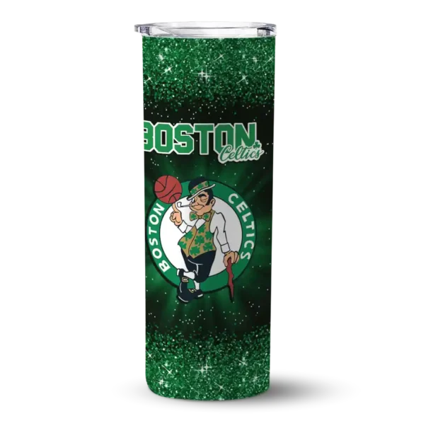 boston celtics radiant glitter green skinny tumbler best selling 1.webp