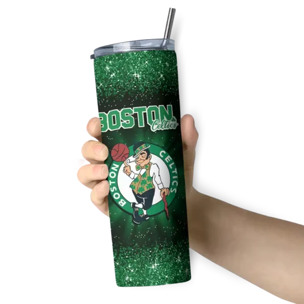 boston celtics radiant glitter green skinny tumbler premium grade.webp