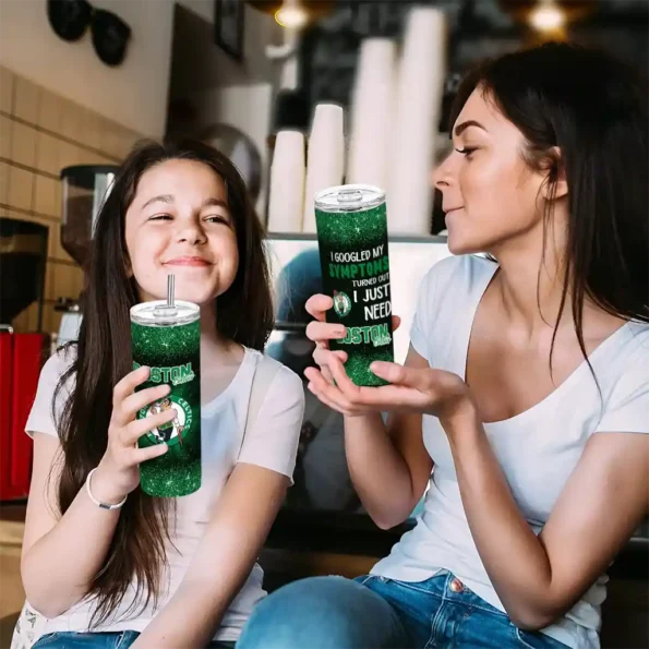 boston celtics radiant glitter green skinny tumbler trendy.webp