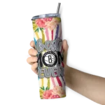 brooklyn nets flower cluster skinny tumbler best selling 1.webp