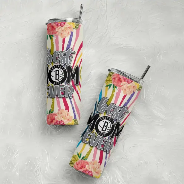 brooklyn nets flower cluster skinny tumbler top rated.webp