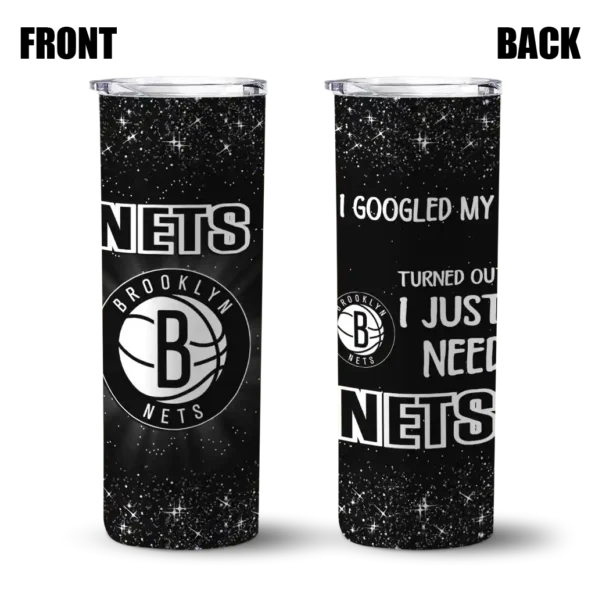 brooklyn nets radiant glitter black skinny tumbler fashion forward.webp
