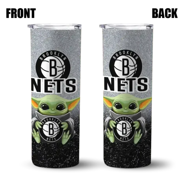 brooklyn nets yoda smile black skinny tumbler fashion forward.webp