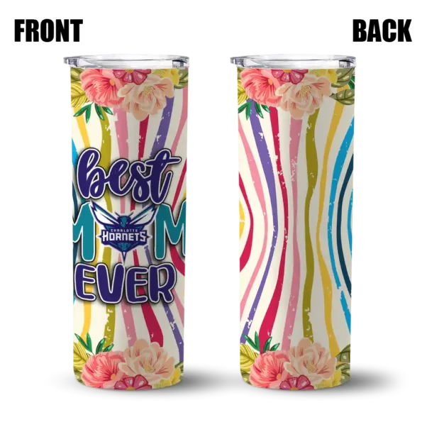 charlotte hornets flower cluster skinny tumbler fashion forward.webp
