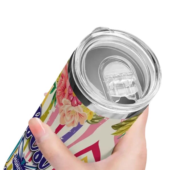 charlotte hornets flower cluster skinny tumbler high quality.webp