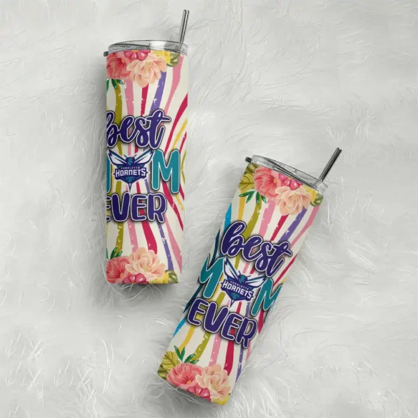 charlotte hornets flower cluster skinny tumbler top rated.webp