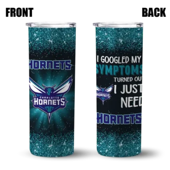 charlotte hornets radiant glitter teal skinny tumbler fashion forward.webp