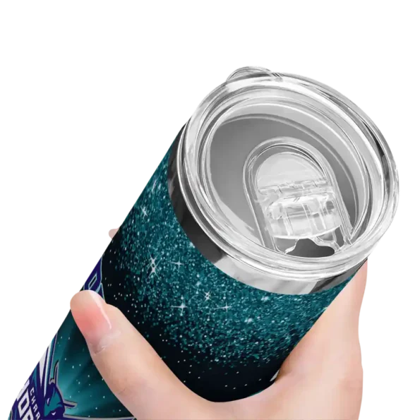 charlotte hornets radiant glitter teal skinny tumbler high quality.webp