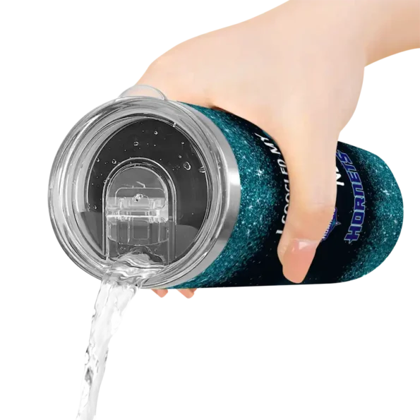 charlotte hornets radiant glitter teal skinny tumbler latest model.webp